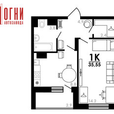 Квартира 35,6 м², 1-комнатная - изображение 2