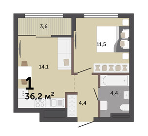37,2 м², 1-комнатная квартира 5 400 000 ₽ - изображение 67