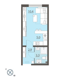 21,8 м², квартира-студия 2 762 496 ₽ - изображение 20