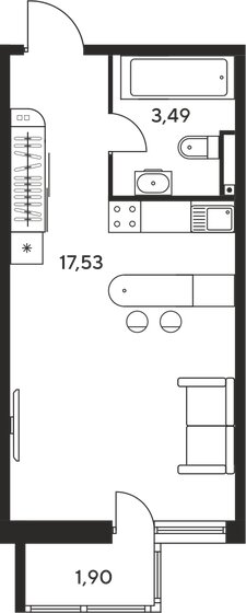 24,3 м², квартира-студия 3 060 000 ₽ - изображение 1