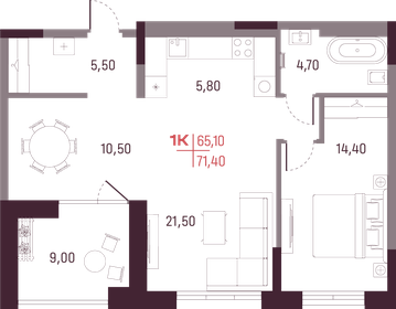 60,3 м², 1-комнатная квартира 10 846 800 ₽ - изображение 11