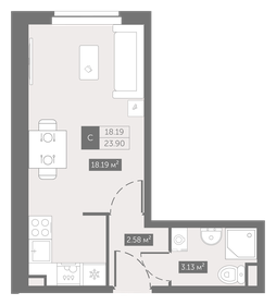 19,8 м², квартира-студия 4 100 000 ₽ - изображение 114