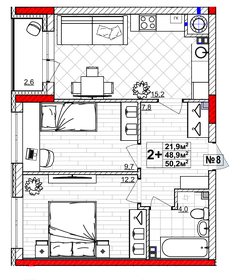 Квартира 50,2 м², 2-комнатная - изображение 1