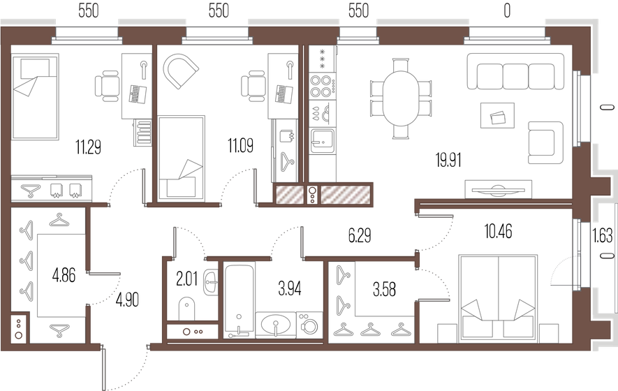 78,3 м², 3-комнатная квартира 27 258 840 ₽ - изображение 15