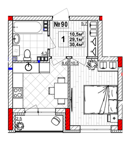 30,3 м², 1-комнатная квартира 5 343 000 ₽ - изображение 33