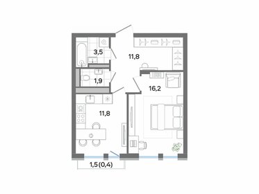 Квартира 45,6 м², 1-комнатная - изображение 1