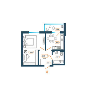 43,5 м², 1-комнатная квартира 4 514 490 ₽ - изображение 40