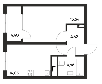 Квартира 44,3 м², 1-комнатная - изображение 1