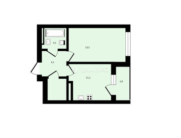 Квартира 33,5 м², 1-комнатная - изображение 1