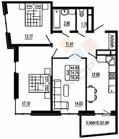 Квартира 81 м², 3-комнатная - изображение 1