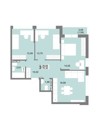 76,5 м², 3-комнатная квартира 9 786 880 ₽ - изображение 1