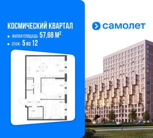 Квартира 57,7 м², 2-комнатная - изображение 1
