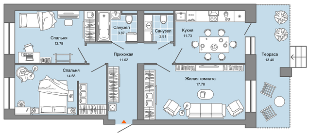 76,4 м², 3-комнатная квартира 7 350 000 ₽ - изображение 48