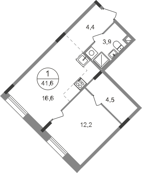 41,6 м², 1-комнатная квартира 10 851 884 ₽ - изображение 24