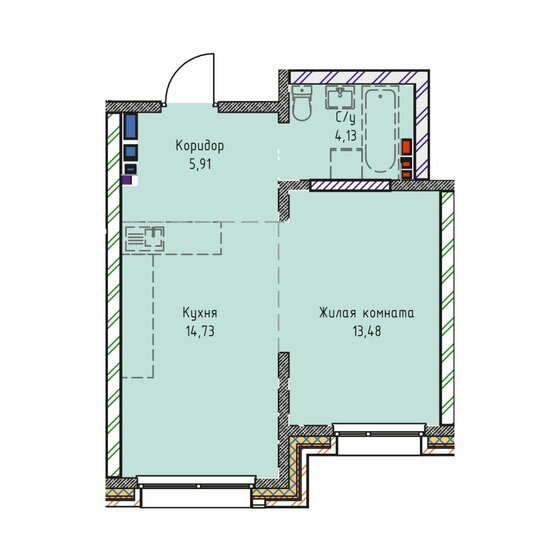 38,3 м², 1-комнатная квартира 7 650 000 ₽ - изображение 17