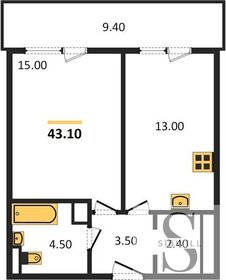 Квартира 43,1 м², 1-комнатная - изображение 1