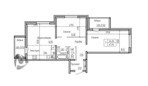 62,7 м², 3-комнатная квартира 7 019 000 ₽ - изображение 51