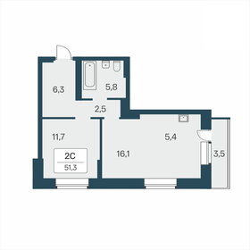 Квартира 51,3 м², 2-комнатная - изображение 1