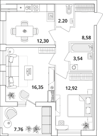 59,1 м², 2-комнатная квартира 13 485 689 ₽ - изображение 3