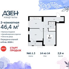 Квартира 46,4 м², 2-комнатная - изображение 3