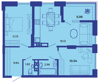 Квартира 60,8 м², 2-комнатная - изображение 1