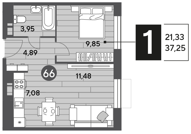 37,3 м², 1-комнатная квартира 5 479 475 ₽ - изображение 1