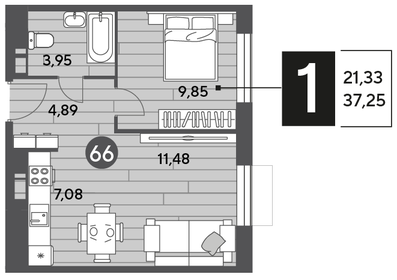 21 м², 1-комнатная квартира 4 100 000 ₽ - изображение 62