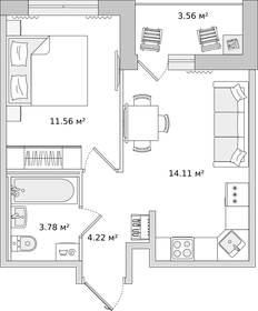 33,4 м², 1-комнатная квартира 7 500 000 ₽ - изображение 107