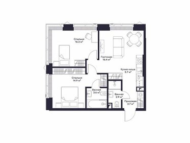 63,5 м², 2-комнатная квартира 32 260 868 ₽ - изображение 6
