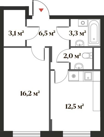 43,6 м², 1-комнатная квартира 11 541 509 ₽ - изображение 1