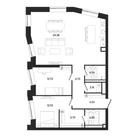 Квартира 104,3 м², 2-комнатная - изображение 1