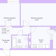 Квартира 52,5 м², 2-комнатная - изображение 3