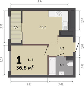 34 м², 1-комнатная квартира 4 500 000 ₽ - изображение 67