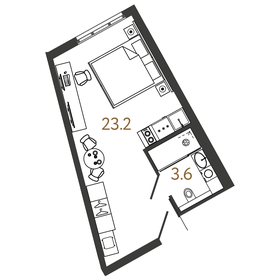 27 м², квартира-студия 11 200 000 ₽ - изображение 126