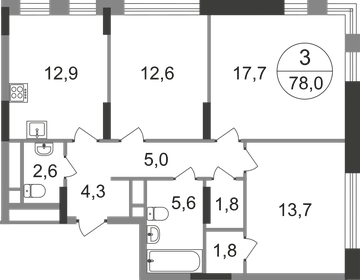 74,3 м², 3-комнатная квартира 19 990 000 ₽ - изображение 66