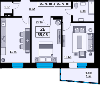 43 м², 2-комнатная квартира 4 200 000 ₽ - изображение 123