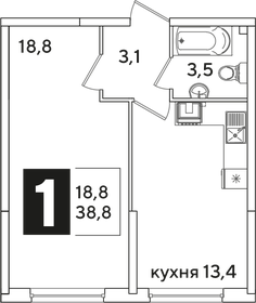 39 м², 1-комнатная квартира 7 339 800 ₽ - изображение 14
