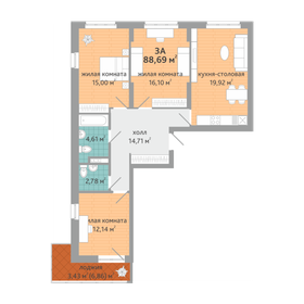 78,1 м², 3-комнатная квартира 11 450 000 ₽ - изображение 88