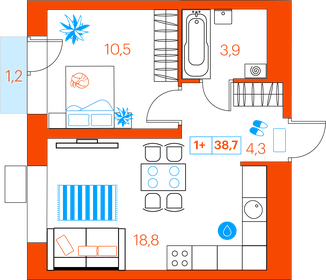 44,5 м², 1-комнатная квартира 5 440 000 ₽ - изображение 48