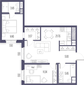 60,5 м², 2-комнатная квартира 23 846 992 ₽ - изображение 8