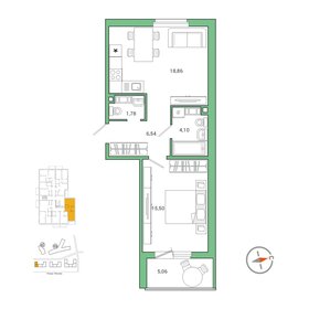 Квартира 49,6 м², 1-комнатная - изображение 1