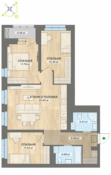 83,1 м², 3-комнатная квартира 10 900 000 ₽ - изображение 1