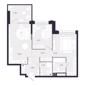 Квартира 66,3 м², 2-комнатная - изображение 1