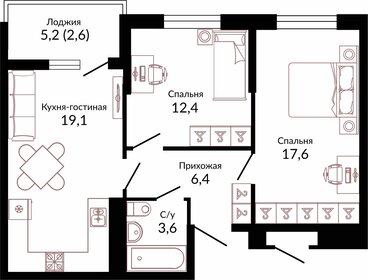 61,7 м², 2-комнатная квартира 10 020 080 ₽ - изображение 5