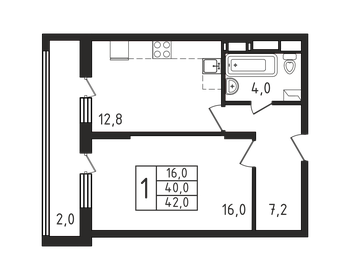 39,4 м², 1-комнатная квартира 7 700 000 ₽ - изображение 21