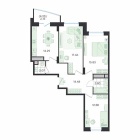 Квартира 82,9 м², 3-комнатная - изображение 1