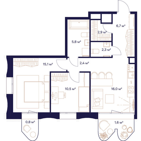 64,1 м², 2-комнатная квартира 31 865 400 ₽ - изображение 51