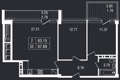 61,2 м², 2-комнатные апартаменты 17 871 440 ₽ - изображение 11