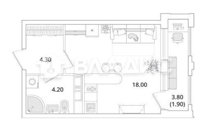 Квартира 28,4 м², студия - изображение 1