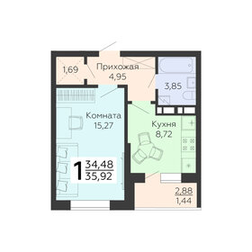 35,4 м², 1-комнатная квартира 3 713 000 ₽ - изображение 85